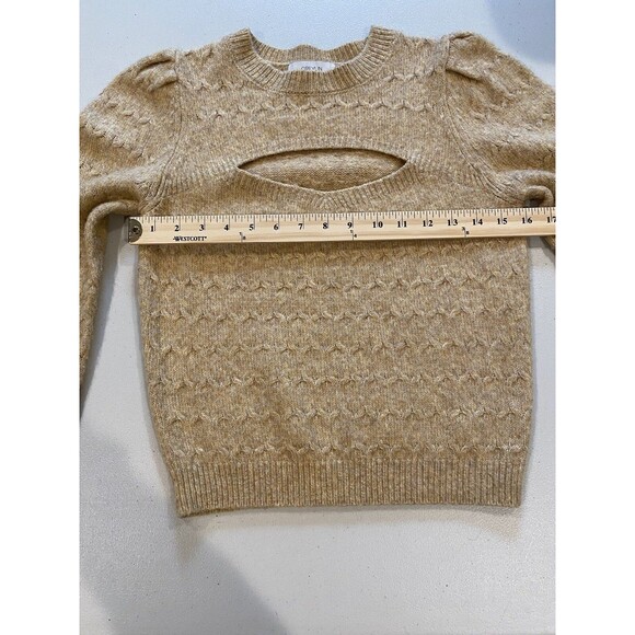 Greylin Sweater Women Small Tan Knit Stretch Cut Out Wool Indie Y2K Boho Cottage - Picture 7 of 7